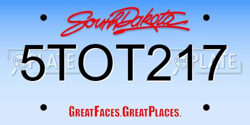 5TOT217 South Dakota License Plate