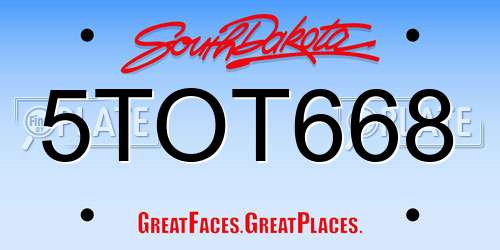 5TOT668 South Dakota License Plate