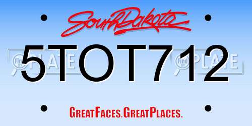 5TOT712 South Dakota License Plate