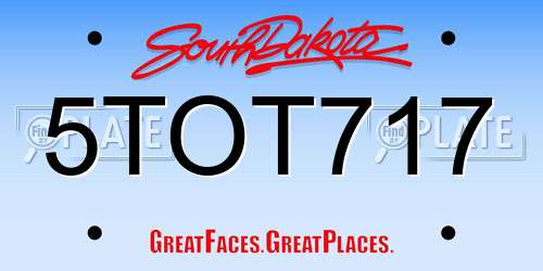5TOT717 South Dakota License Plate