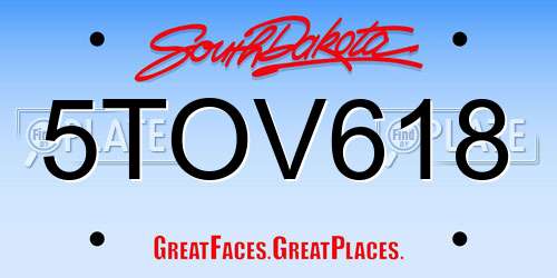 5TOV618 South Dakota License Plate