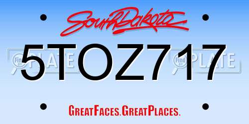 5TOZ717 South Dakota License Plate