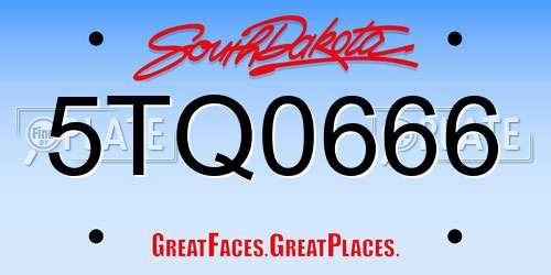 5TQ0666 South Dakota License Plate