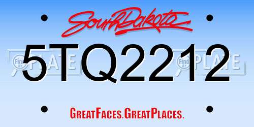 5TQ2212 South Dakota License Plate