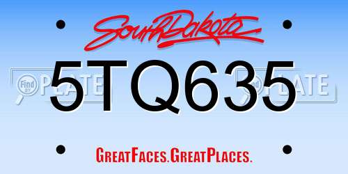 5TQ635 South Dakota License Plate