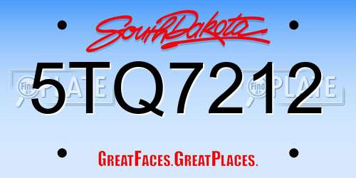 5TQ7212 South Dakota License Plate
