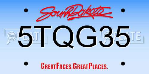 5TQG35 South Dakota License Plate