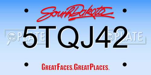 5TQJ42 South Dakota License Plate
