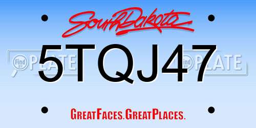 5TQJ47 South Dakota License Plate