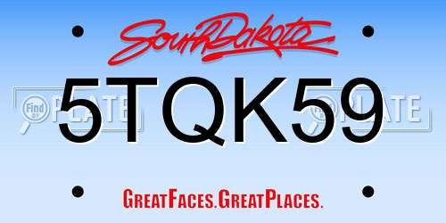 5TQK59 South Dakota License Plate