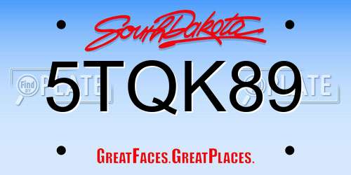 5TQK89 South Dakota License Plate