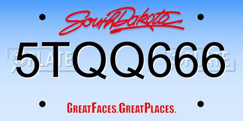 5TQQ666 South Dakota License Plate