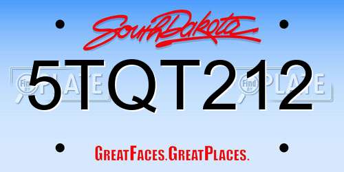 5TQT212 South Dakota License Plate