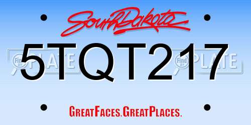 5TQT217 South Dakota License Plate