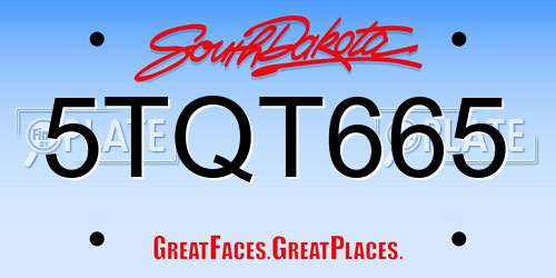 5TQT665 South Dakota License Plate