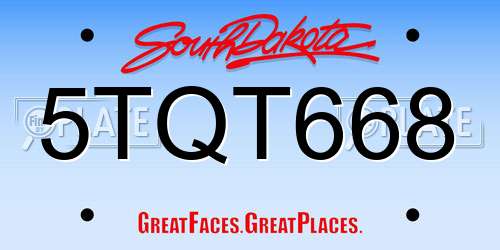 5TQT668 South Dakota License Plate