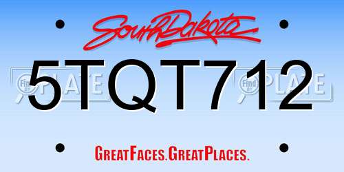 5TQT712 South Dakota License Plate