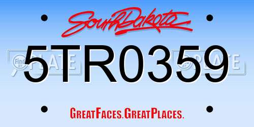 5TR0359 South Dakota License Plate