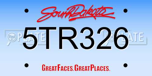 5TR326 South Dakota License Plate