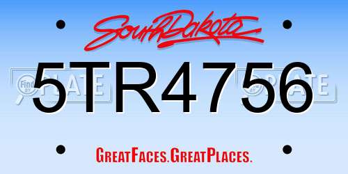 5TR4756 South Dakota License Plate