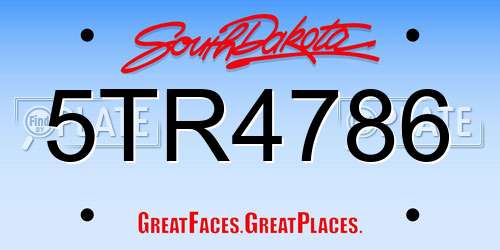 5TR4786 South Dakota License Plate