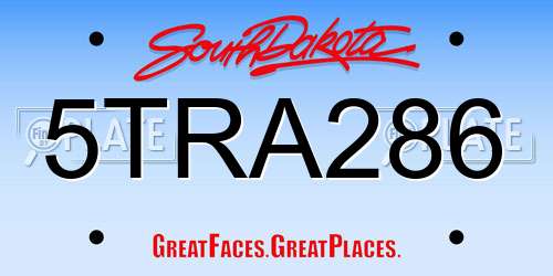 5TRA286 South Dakota License Plate