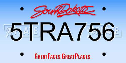 5TRA756 South Dakota License Plate