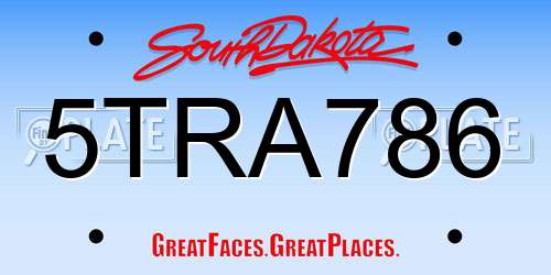 5TRA786 South Dakota License Plate