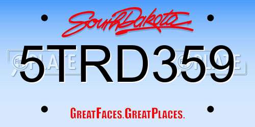 5TRD359 South Dakota License Plate