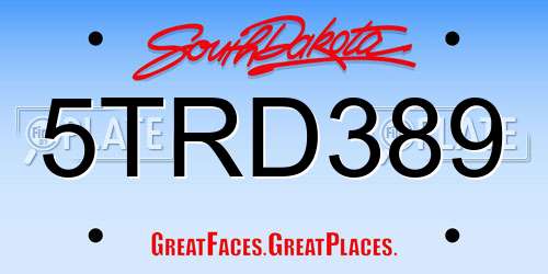 5TRD389 South Dakota License Plate