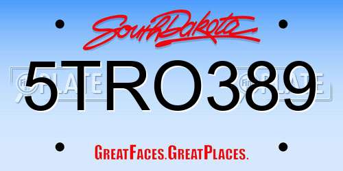 5TRO389 South Dakota License Plate