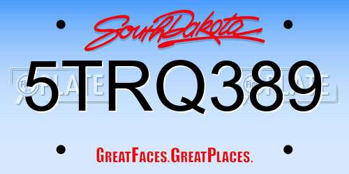 5TRQ389 South Dakota License Plate