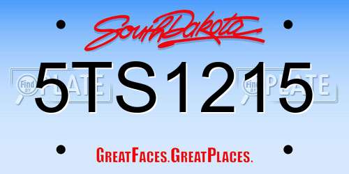 5TS1215 South Dakota License Plate