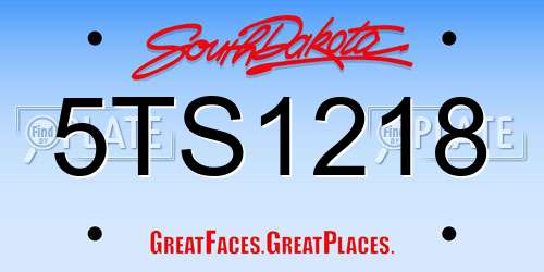 5TS1218 South Dakota License Plate