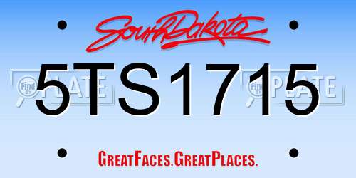 5TS1715 South Dakota License Plate