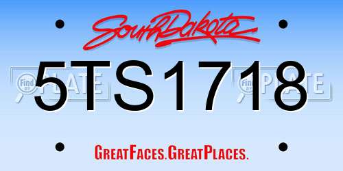5TS1718 South Dakota License Plate