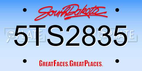 5TS2835 South Dakota License Plate