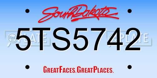 5TS5742 South Dakota License Plate