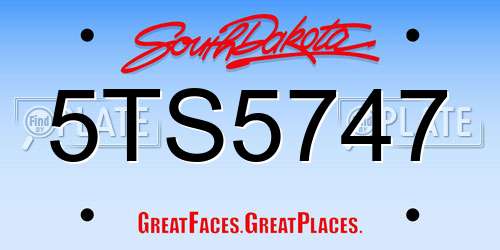 5TS5747 South Dakota License Plate