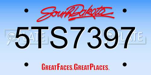 5TS7397 South Dakota License Plate