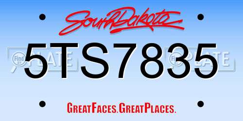 5TS7835 South Dakota License Plate