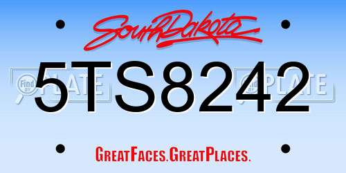 5TS8242 South Dakota License Plate