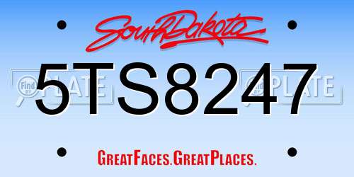 5TS8247 South Dakota License Plate