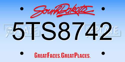 5TS8742 South Dakota License Plate
