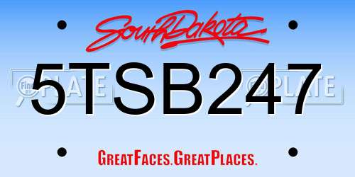 5TSB247 South Dakota License Plate
