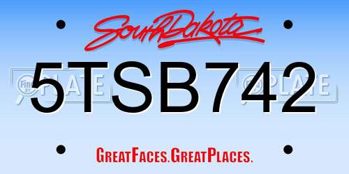 5TSB742 South Dakota License Plate