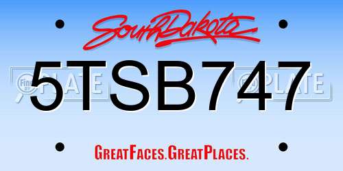 5TSB747 South Dakota License Plate