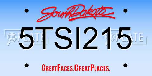 5TSI215 South Dakota License Plate