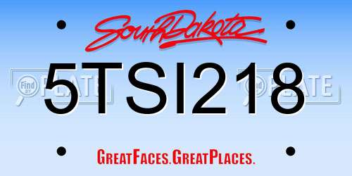 5TSI218 South Dakota License Plate