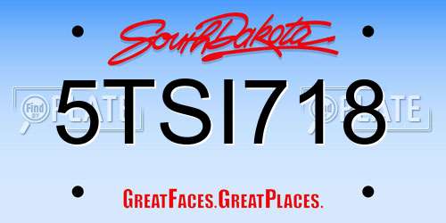 5TSI718 South Dakota License Plate